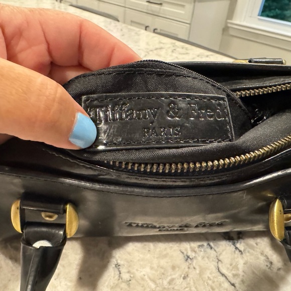 Tiffany & Fred Paris Patent Leather Top-Handle Tote Women's Black Handbag Scuffs - Picture 12 of 15